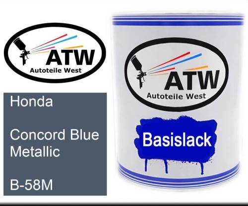 Honda, Concord Blue Metallic, B-58M: 1L Lackdose, von ATW Autoteile West.